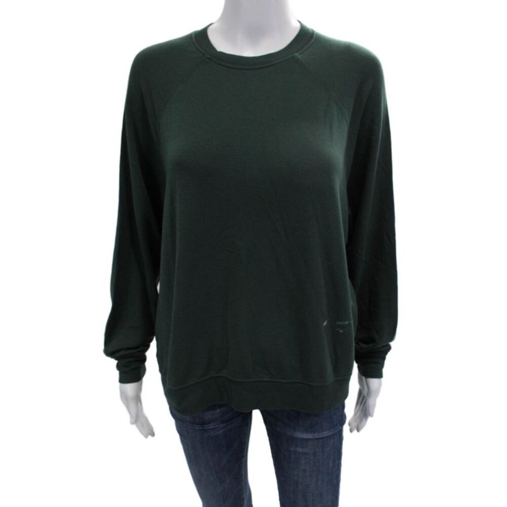Splits 59 Womens Pullover Sweatshirt Green Modal Spandex Long Sleeve Size XS